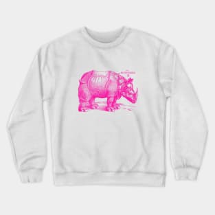 Albrecht Durer's Rhinoceros in Pink Crewneck Sweatshirt